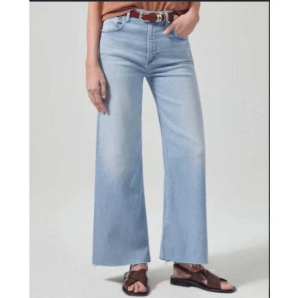 Citizens of Humanity Lyra High-Rise Wide-Leg Crop Jeans Light Wash 29